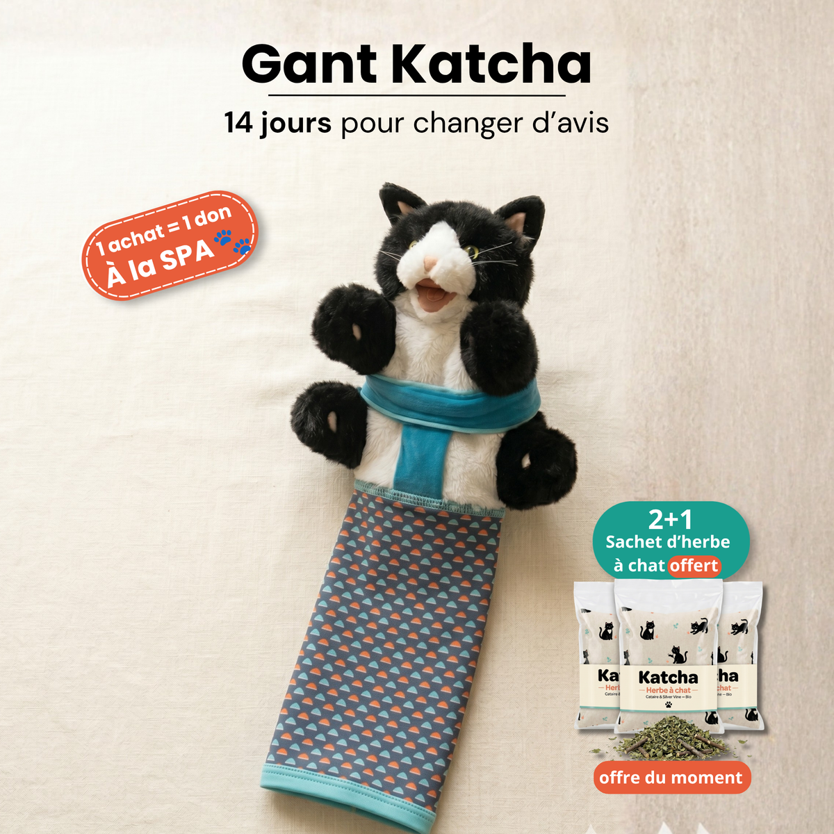 Katcha — Le Gant anti ennui pour Chat